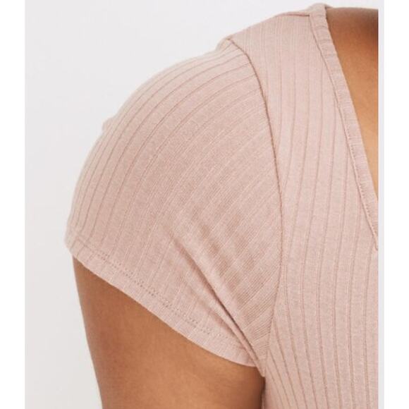 Madewell Ribbed Sweetheart Tee Shirt | Womens XXL, Dusty Blush - Picture 3 of 4